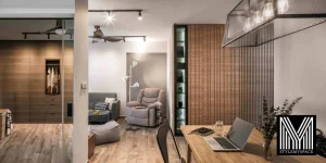Photo: Elegant 3-Room HDB at Ghim Moh Link. There are plenty of things to like about this design- from the mixture of contemporary and Zen minimalism to the cosy choice of seating to welcome the homeowners after a long and tiring day.
